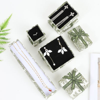Custom Dunkelgrün Karton Karton Verpackungskiste für Schmuck Halskette Armband Ringe Schublade Geschenk mit gedrucktem Logo