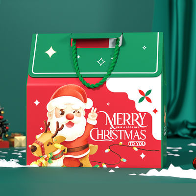 Individuelle Luxus-Weihnachtsgeschenkbox-Verpackung mit Griff 157g Kunstdruckpapier 1000g Karton