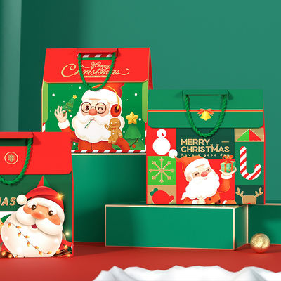 Individuelle Luxus-Weihnachtsgeschenkbox-Verpackung mit Griff 157g Kunstdruckpapier 1000g Karton