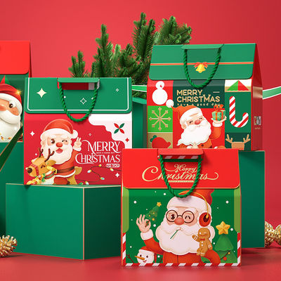 Individuelle Luxus-Weihnachtsgeschenkbox-Verpackung mit Griff 157g Kunstdruckpapier 1000g Karton