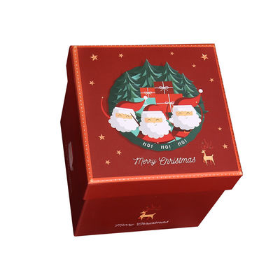 Luxuriöse, individuelle Weihnachtsverpackung im Stil von umweltfreundlichen Geschenkverpackungen aus Karton, roter Deckel, Weihnachtsband, Geschenkbox-Set