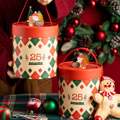 Heißfolien-/UV-/Lack-Oberflächenveredelung Benutzerdefiniertes Logo Zylindrische Geschenkverpackungsbox für exquisite Weihnachtsgeschenke