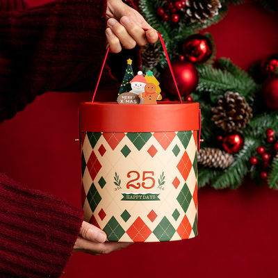 Heißfolien-/UV-/Lack-Oberflächenveredelung Benutzerdefiniertes Logo Zylindrische Geschenkverpackungsbox für exquisite Weihnachtsgeschenke