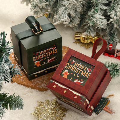 Luxuriöse Weihnachtsgeschenkbox Elegantes Gold-Rot-Design für Familienfeiern