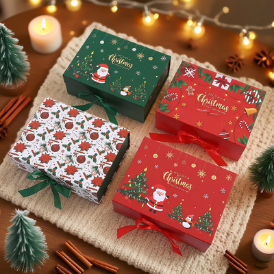 Einzigartiges Band für Socken für kleine Unternehmen, luxuriöse Weihnachtsgeschenkbox aus Karton mit Magnetverschluss und UV-Lackierung