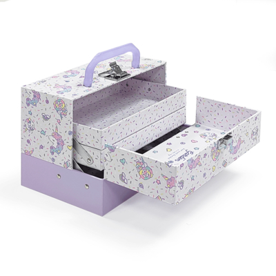 Öko-freundliche Kinder-Spielzeug-Geschenkbox Luxus-Festkarton-Koffer mit Metallgriff