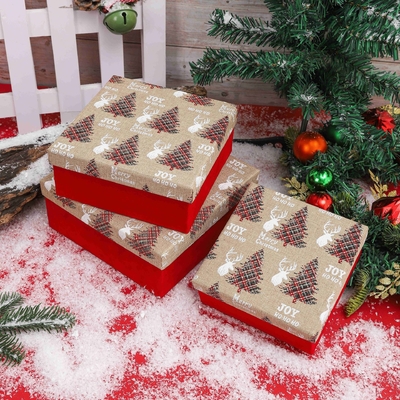Weihnachtsgeschenkbox-Set mit Schleife, individuell bedruckte Polyester-Geschenkboxen für Feiertage, Weihnachtsgroßhandel, festliche Verpackung