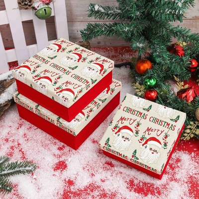 Weihnachtsgeschenkbox-Set mit Schleife, individuell bedruckte Polyester-Geschenkboxen für Feiertage, Weihnachtsgroßhandel, festliche Verpackung