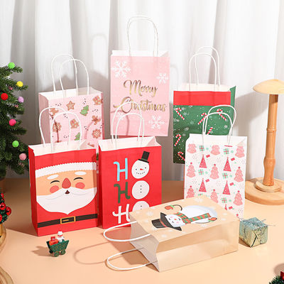 Weihnachtsgeschenktüten für Kinder aus recyceltem Papier, Weihnachtsmann, Schneemann, Weihnachts-Party-Gastgeschenke, Großhandel, Feiertags-Goodie-Bags für Geschenke