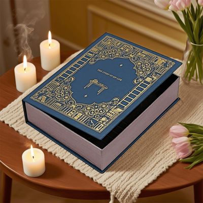 Besonders gedruckte Luxusbuchform Geschenkbox Verpackung für Markenkerzen Premium Hochzeits- und Feriengeschenklösung