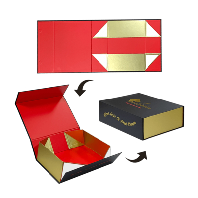 Premium Custom Logo Luxus Großes Matte Starres Papier Karton Schwarz Klappbare leere Magnetbox ISO9001
