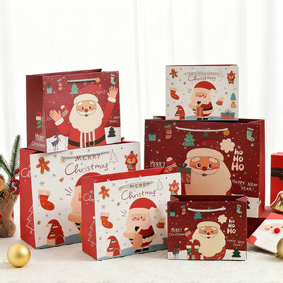 Besondere Größen Druck Kraft Weihnachtstaschen Luxus Geschenktaschen mit Bandgriffe