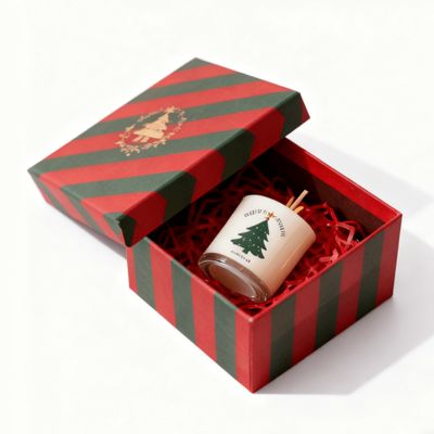 Fabrik Großhandel Custom Farbiger Karton Weihnachtspapierbox Deckel und Basis Kerzenboxen mit Stempel