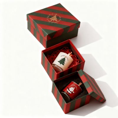 Fabrik Großhandel Custom Farbiger Karton Weihnachtspapierbox Deckel und Basis Kerzenboxen mit Stempel