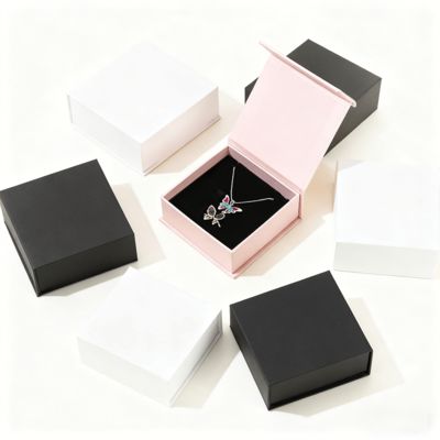 Individuell bedruckte schwarze Karton-Magnetboxen, Set, kleine quadratische Verpackung für Schmuck, Wimpern, Brillen
