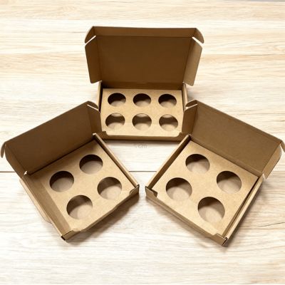 Individuelle 6er-Pack Kraft-Wellpapp-Geschenkverpackung für 2-Unzen-Duftkerzen-Tiegel, Goldfolienprägung & Mattlaminierung