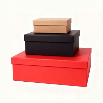 Individuelle Luxus-Geschenkboxen-Set mit orangefarbenem Deckel und Boden, flach verpackt, mit Papiertüte, Eigenschaften: Mattfolienkaschierung, Prägung, Goldfoliendruck