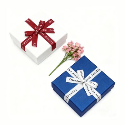 Individuelle Schmuckverpackung Englisch Schleife Band Himmel Erde Quadrat Box Elegante Kartonabdeckung für Ohrringe Ringe Schachteln