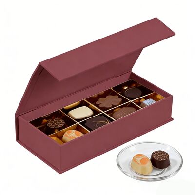 Luxuriöse, umweltfreundliche, UV-beschichtete, steife Kartonkarte, Magnetverschluss-Geschenkbox mit Logo für Schokoladenmarkenverpackungen