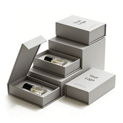 Custom Eco-friendly UV Printed Rigid Magnetic Closure Perfume Gift Box with Lid Structure for High End Paper Boxes