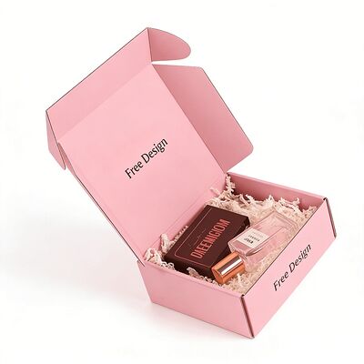 Großhandel, individuell angefertigte, gedruckte, rosa gewölbte Kartonverpackungskisten, Postpostbox, Versandbox