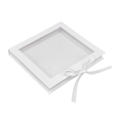 Quadratische Karton-Displaybox mit recyceltem Magnetverschluss Geschenkbox mit klarem Fenster