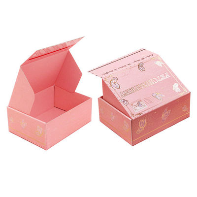 Benutzerdefiniertes Logo Schmuckschachtel rosa Kosmetikpapier Geschenk Wellpappe Verpackungskiste