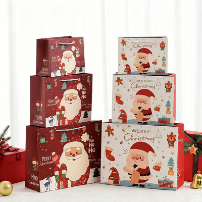 Besondere Größen Druck Kraft Weihnachtstaschen Luxus Geschenktaschen mit Bandgriffe