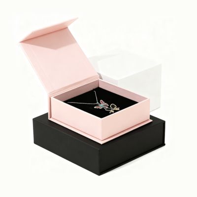 Individuell bedruckte schwarze Karton-Magnetboxen, Set, kleine quadratische Verpackung für Schmuck, Wimpern, Brillen