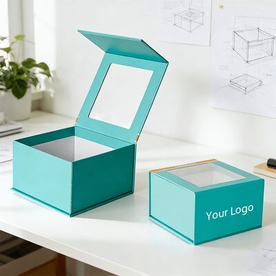 High-End handgefertigte Magnetverschluss Geschenkboxen mit Fensterverpackung Papierkisten für Hüte und Kleidung